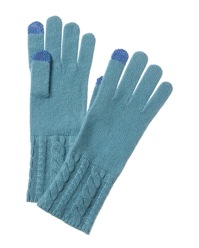 Bruno Magli Cable Knit Cuff Cashmere Gloves In Green