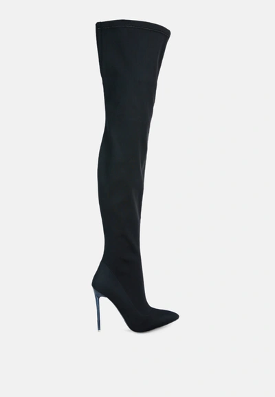 London Rag No Calm Superstretch Stiletto Long Boot In Black