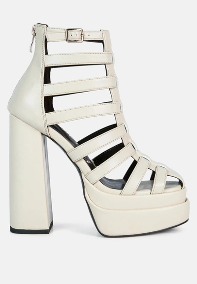 London Rag Rielle High Platfrom Cage Bootie Sandal In White