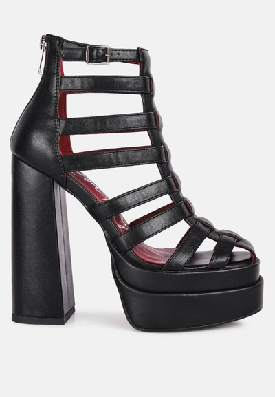 London Rag Rielle High Platform Cage Boot Sandals In Black