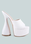 London Rag Oomph Quilted High Heeled Platform Sandals In White