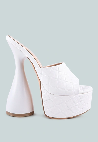 London Rag Oomph Quilted High Heeled Platform Sandals In White