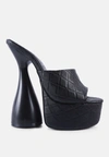 London Rag Oomph Quilted High Heeled Platform Sandals In Black