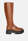London Rag Axle Round Toe Platform Knee High Boots In Multi