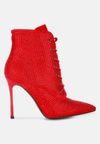 London Rag Head On Faux Suede Diamante Ankle Boots In Red