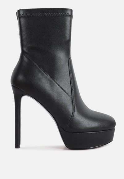 London Rag Rossetti Stretch Pu High Heeled Ankle Boot In Black