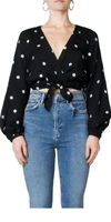 CIAO LUCIA ROMANA FLORAL EMBROIDERED TOP IN BLACK