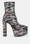 London Rag Cartier Pattern Embellishment Platform Boots In Black