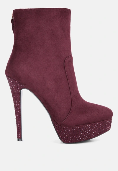 London Rag Espiree Microfiber High Heeled Ankle Boots In Red