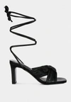 London Rag Xuxa Metallic Tie Up Block Heel Sandals In Black
