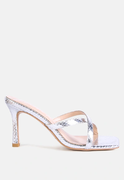 London Rag Muriel Croc Cross Strap Slider Sandals In Gold