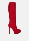 London Rag Nebula Diamante Stiletto Calf Boots In Red