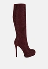 London Rag Nebula Rhinestone Embellished Stiletto Calf Boots In White