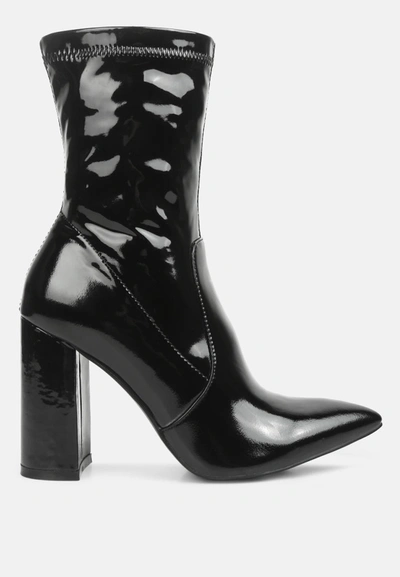 London Rag Block Heel Stiletto Ankle Boot In Black