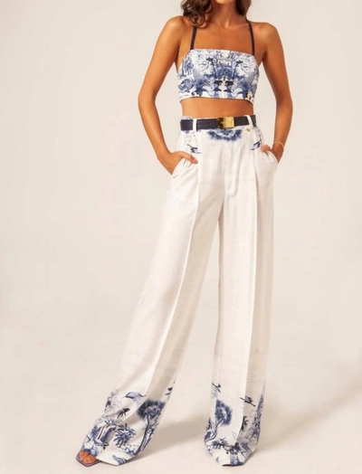Masavi Savage Palazzo Pants In White/blue In Multi