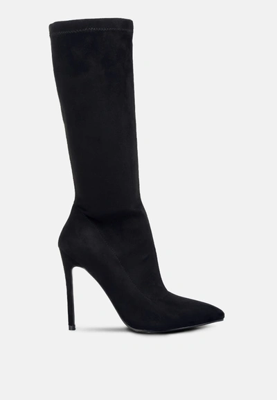 London Rag Playdate Pointed Toe High Heeled Calf Boot In Black