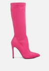 London Rag Playdate Pointed Toe High Heeled Calf Boot In Pink