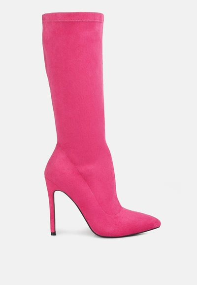 London Rag Playdate Pointed Toe High Heeled Calf Boot In Pink