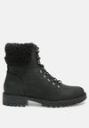 Shop London Rag Dolon Lace Up Fur Collar Ankle Boots In Black