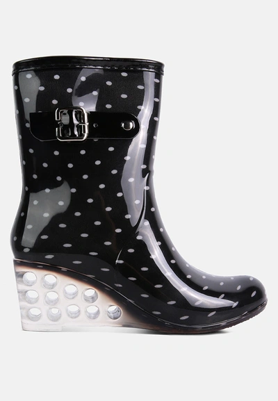 London Rag Drench Clear Wedge Rainboots In Black
