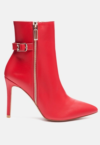 London Rag Mlient High Heel Stilettos Ankle Boots In Red