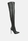 London Rag Gush Over Knee High Heel Boots In Black