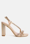 London Rag Raisins Pie Embellished Block Heel Sandals In Gold