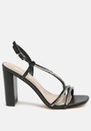 London Rag Raisins Pie Embellished Block Heel Sandals In Black