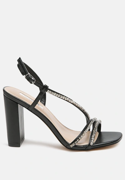 London Rag Raisins Pie Embellished Block Heel Sandals In Black