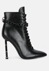 London Rag Moulin Ringed Stiletto Camouflage Ankle Boot In Black