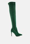 London Rag Tigerlily High Heel Knitted Long Boots In Green