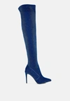 London Rag Tigerlily High Heel Knitted Long Boots In Blue