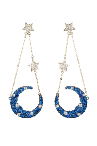 Eye Candy La Nevaeh Cz Crystal Star Moon Drop Earrings In Gold