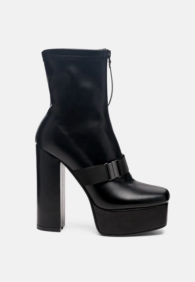 London Rag Boomer Chunky High Block Heel Boots In Black