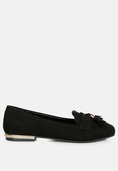 London Rag Atrika Faux Suede Tassel Loafers In Black