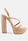 LONDON RAG SLEGS HIGH BLOCK HEEL PLATFORM SANDALS