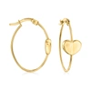 CANARIA FINE JEWELRY CANARIA 10KT YELLOW GOLD HEART STATION HOOP EARRINGS
