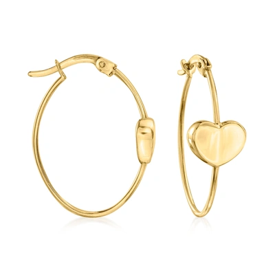 Canaria Fine Jewelry Canaria 10kt Yellow Gold Heart Station Hoop Earrings