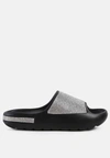 London Rag Dumba Diamante Pool Sliders In Black