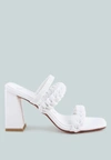 London Rag Arnie Braided Block Heeled Slider Sandals In White