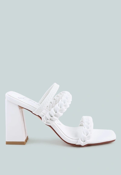 London Rag Arnie Braided Block Heeled Slider Sandals In White