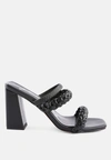 London Rag Arnie Braided Block Heeled Slider Sandals In Black