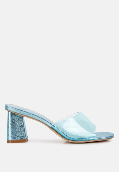 London Rag Eugnie Clear Straps Block Heeled Sandals In Blue