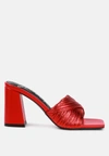 London Rag Salty You Crinkled High Heeled Block Sandals In Red