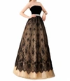 Angela & Alison Strapless Velvet And Tulle Ballgown In Black/nude In Multi