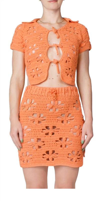 Tach Harmony Crochet Top In Orange