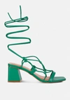 London Rag Provoked Lace Up Block Heeled Sandal In Green