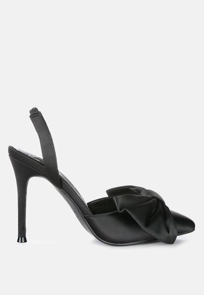 London Rag Kiki High Heeled Bow Slingback Sandals In Black