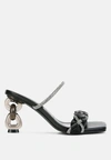 London Rag Big Plan Diamante Detail Mid Heel Sandals In Black