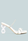 London Rag Big Plan Diamante Detail Mid Heel Sandals In White